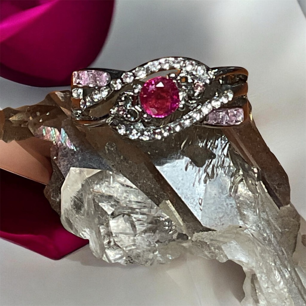 Ruby Silver/Rhodium Ring 8